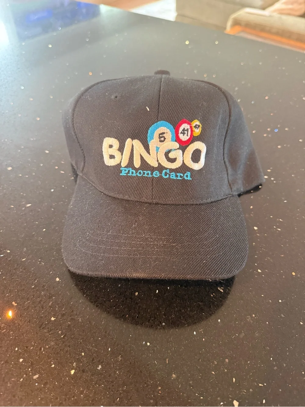 Bingo Phone Card Embroidered Black Baseball Cap